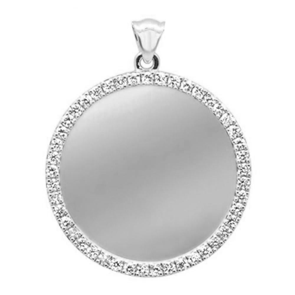 Muse Jewelry .60ct G SI 14K White Gold Diamond Bezel Memory Charm Pendant