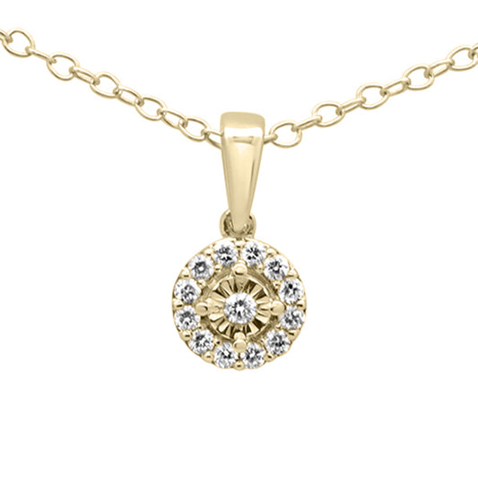 Muse Jewelry .10ct G SI 14K Yellow Gold Round Diamond Pendant 18" Long Chain