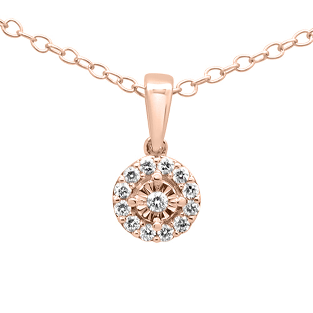 Muse Jewelry .11ct G SI 14K Rose Gold Round Diamond Pendant 18" Long Chain