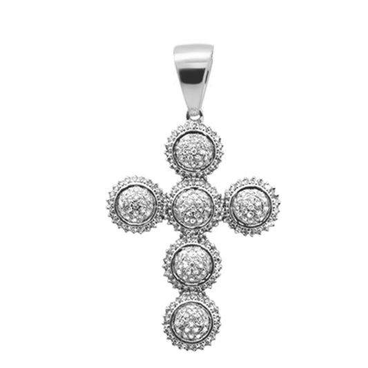 Muse Jewelry .62ct G SI 10K White Gold Diamond Hip Hop Micro Pave Cross Charm Pendant