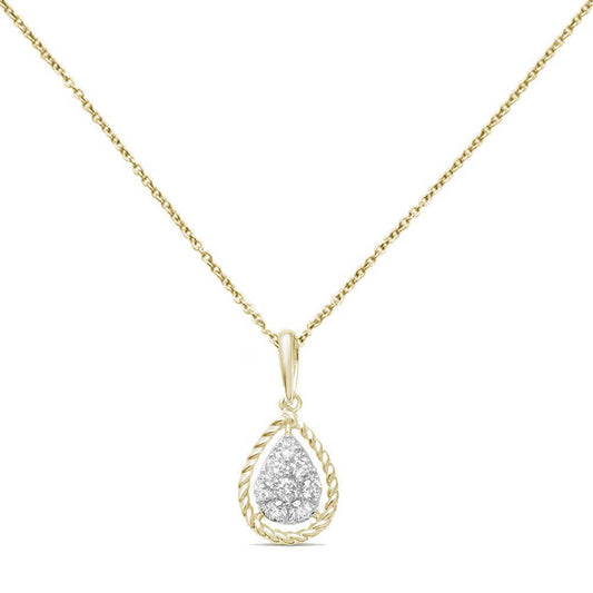 Muse Jewelry .20ct G SI 14K Yellow Gold Round Diamond Pendant 18" Long Chain