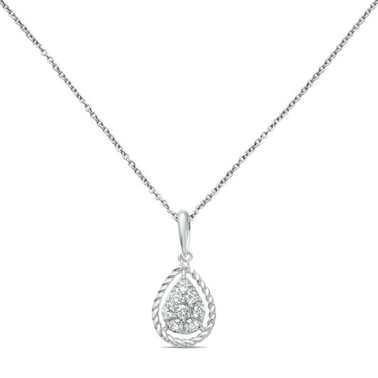 Muse Jewelry .22ct G SI 14K White Gold Round Diamond Pendant 18" Long Chain