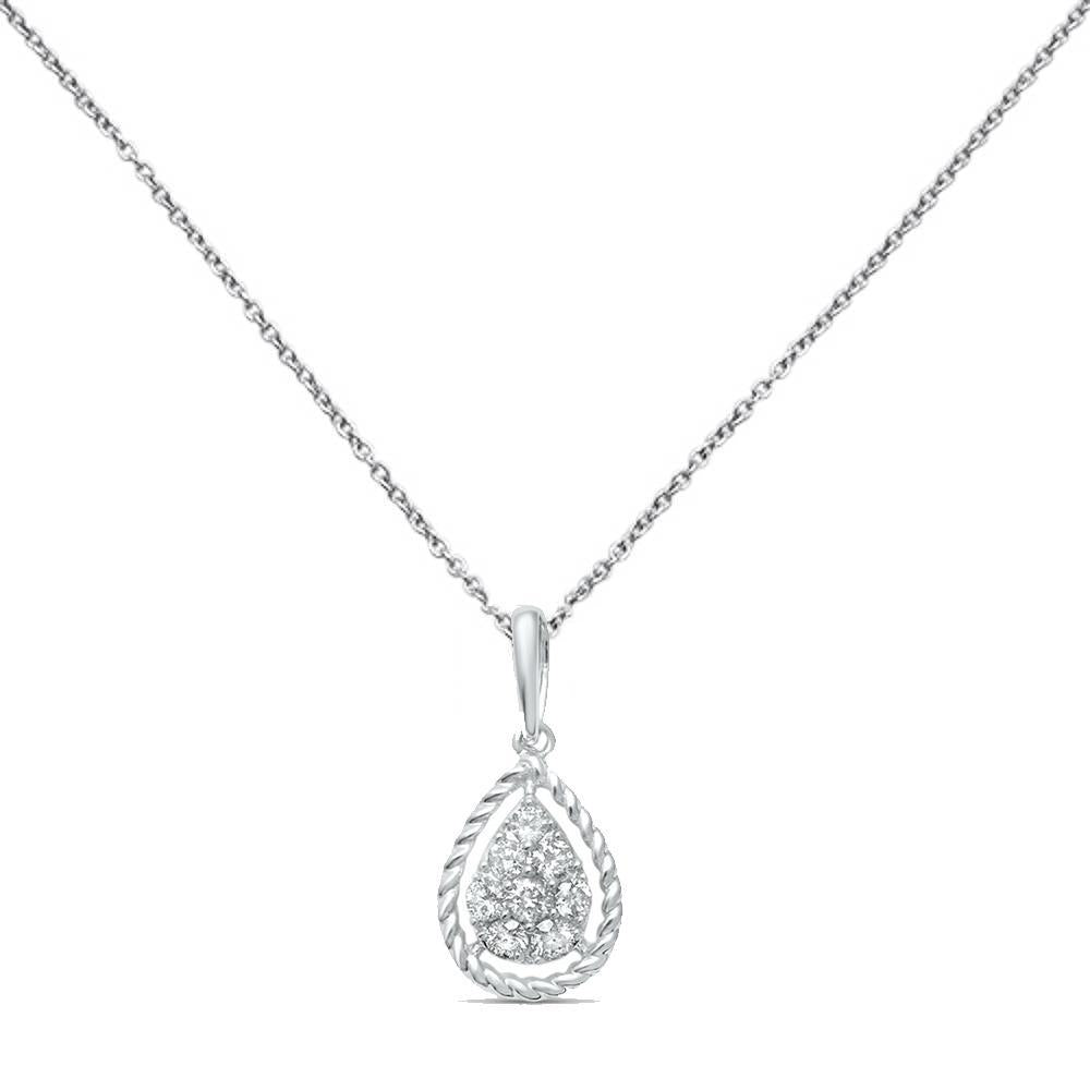 Muse Jewelry .20ct G SI 14K White Gold Round Diamond Pendant 18" Long Chain