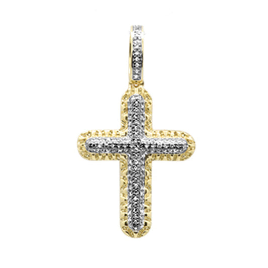 Muse Jewelry .26ct G SI 10K Yellow Gold Diamond Miro Pave Cross Charm Pendant