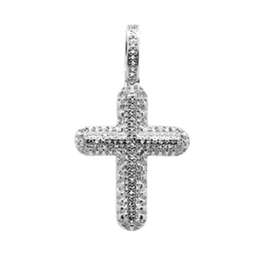 Muse Jewelry .24ct G SI 10K White Gold Diamond Miro Pave Cross Charm Pendant