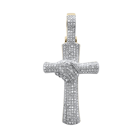 Muse Jewelry .66ct G SI 10K Yellow Gold Diamond Hip Hop Micro Pave Cross Charm Pendant