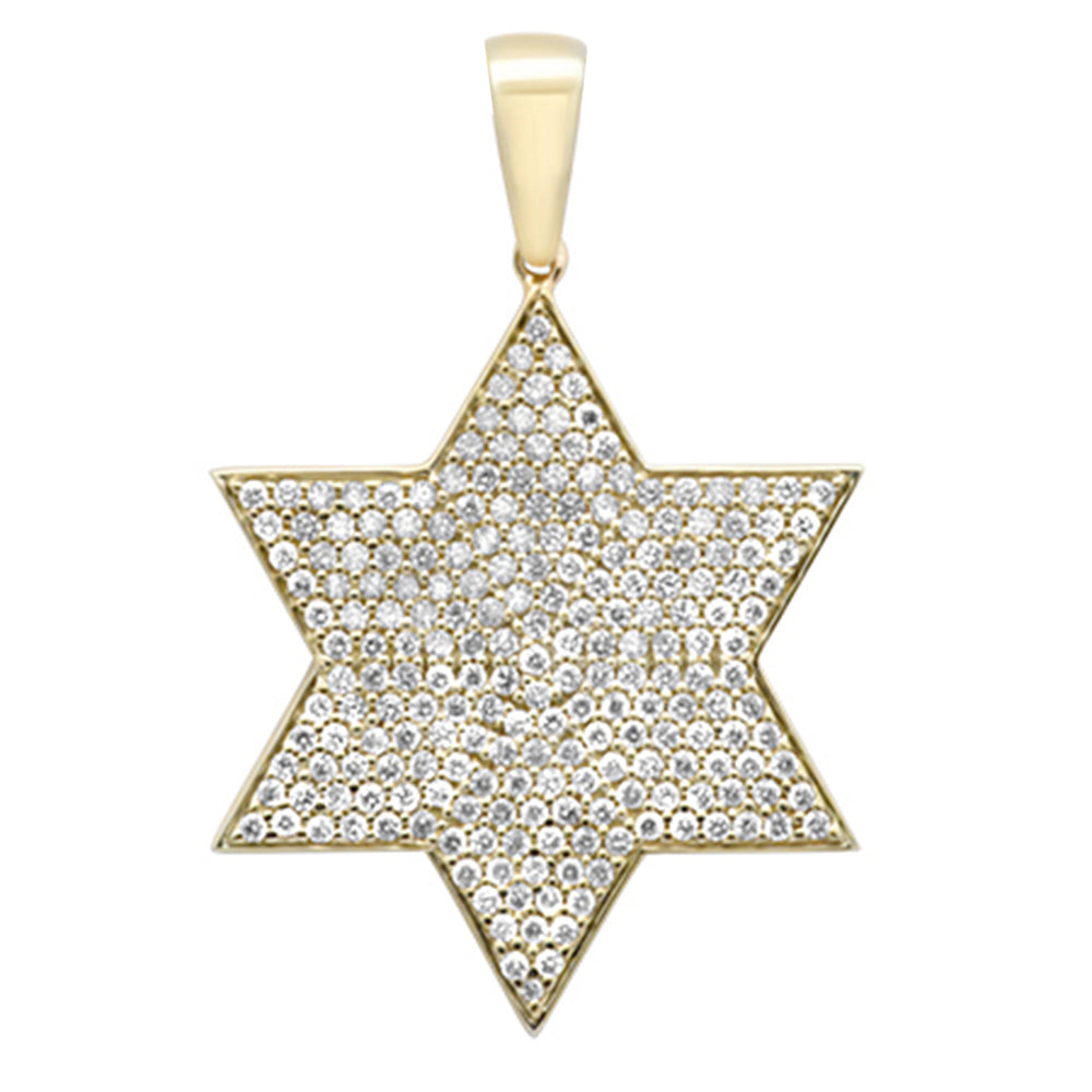 Muse Jewelry .78ct G SI 10K Yellow Gold Diamond Micro Pave Iced Out Star Charm Pendant