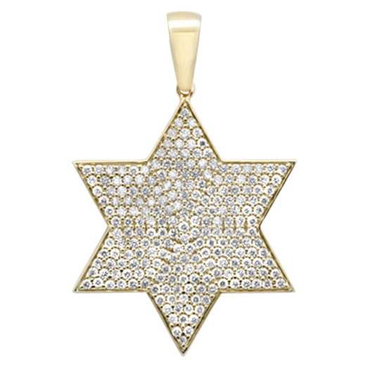 Muse Jewelry .78ct G SI 10K Yellow Gold Diamond Micro Pave Iced Out Star Charm Pendant