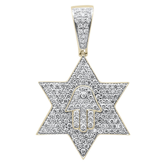 Muse Jewelry 1.57ct G SI 10K Yellow Gold Diamond Micro Pave Iced Out Star Charm Pendant