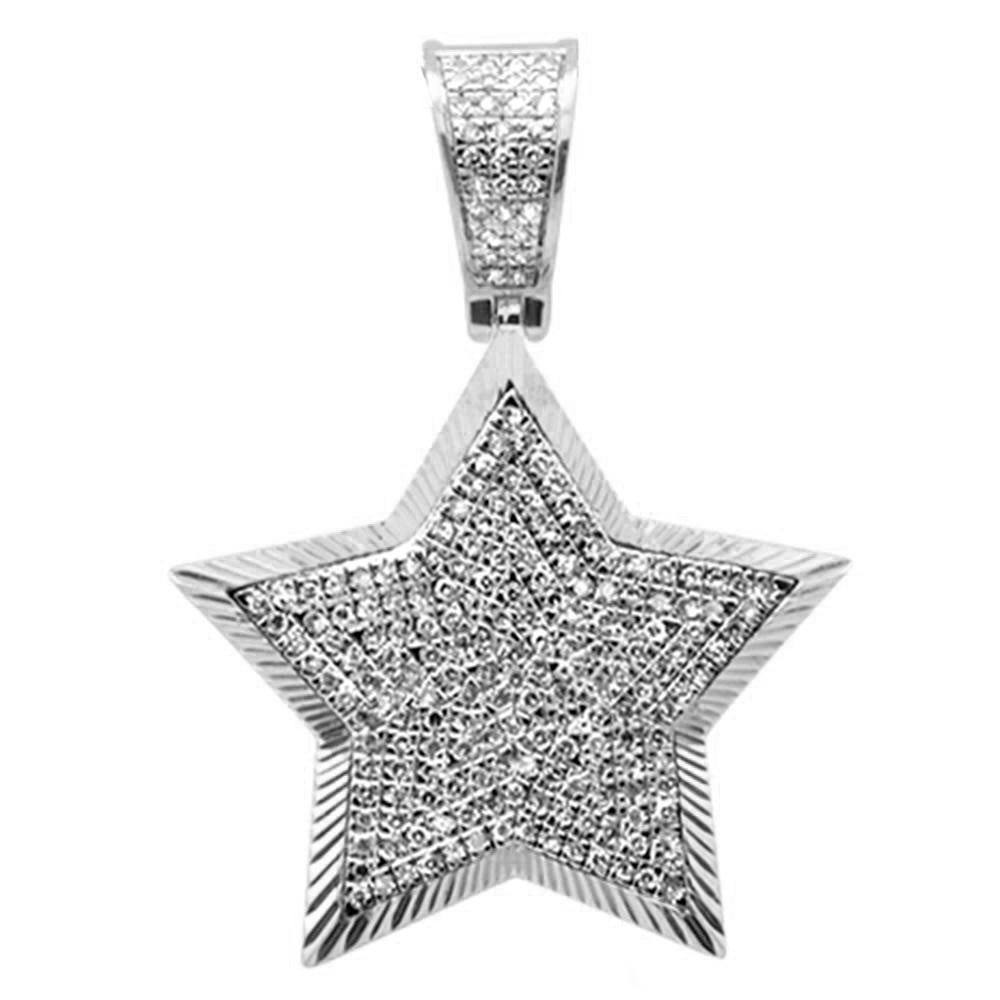 Muse Jewelry .53CT G SI 10K White Gold Diamond Star Hip Hop Iced out Charm Pendant