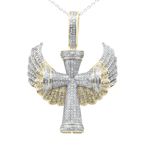 Muse Jewelry 1.25ct G SI 10K Yellow Gold Cross Diamond Charm Pendant