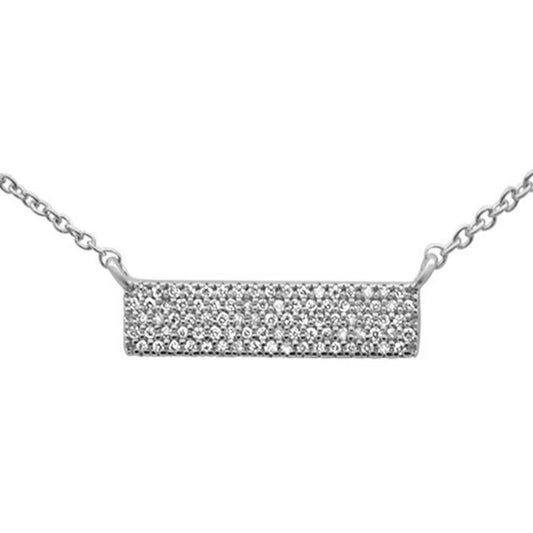 Muse Jewelry .15ct G SI 14K White Gold Diamond Bar Necklace 16+2" Ext