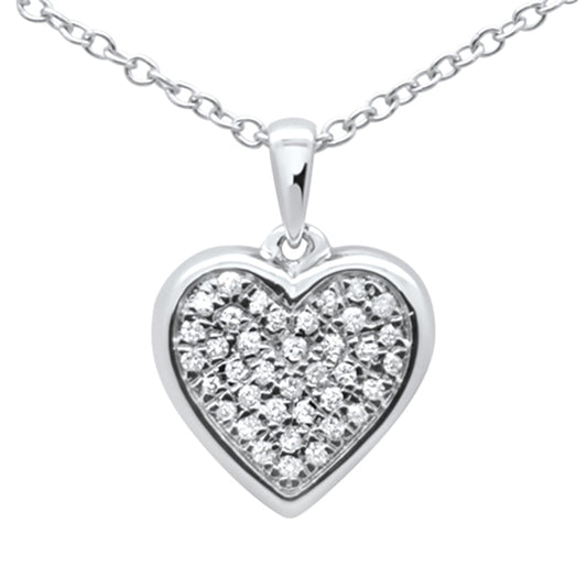 Muse Jewelry .09ct G SI 10k White Gold Diamond Heart Diamond Pendant Necklace 18"