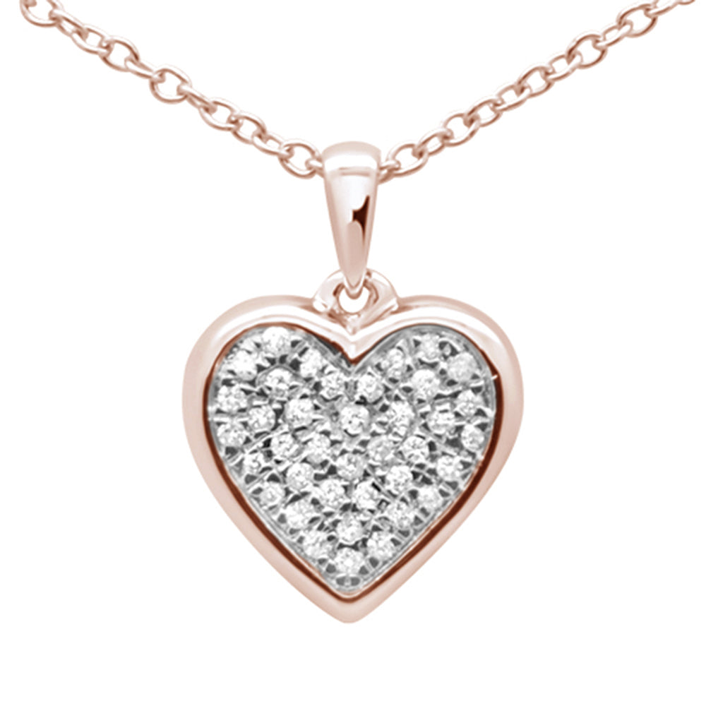 Muse Jewelry .10ct G SI 10k Rose Gold Diamond Heart Diamond Pendant Necklace 18"