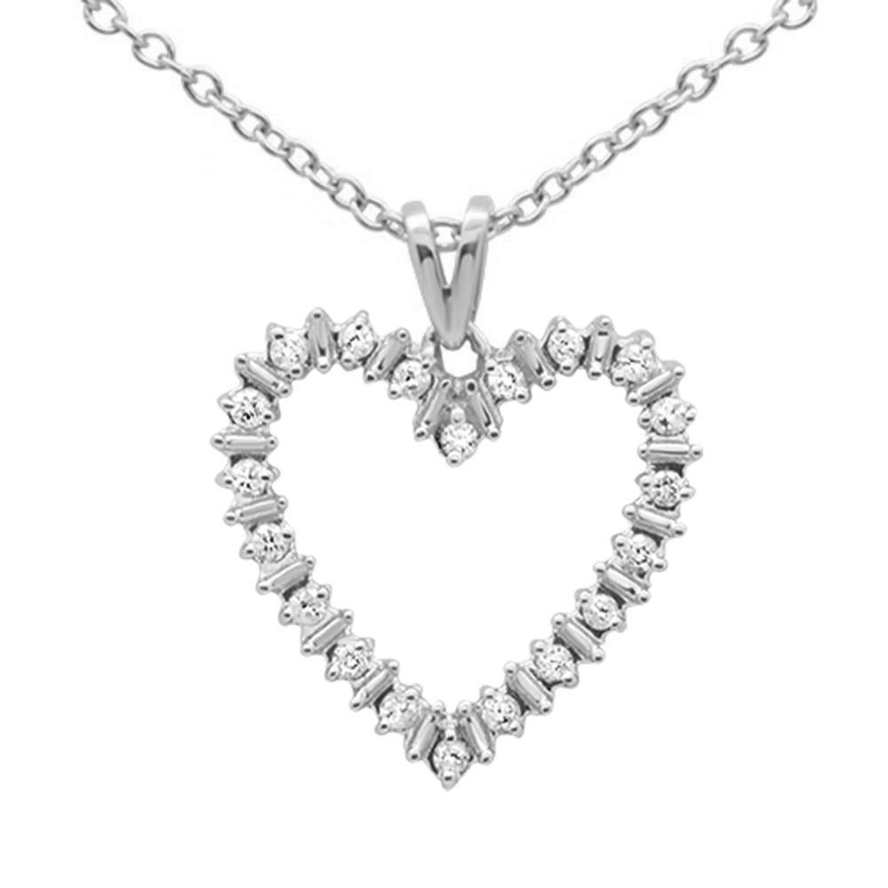 Muse Jewelry .11CT G SI 10K White Gold Diamond Heart Shaped Pendant Necklace 18"