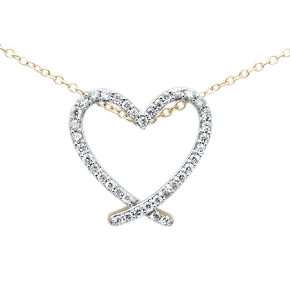 Muse Jewelry .23CT G SI 10KT Yellow Gold Diamond Trendy Drop Dangle Heart Pendant Necklace 18"