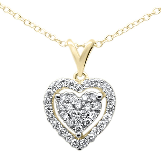 Muse Jewelry .27CT G SI 10KT Yellow Gold Diamond Trendy Heart Pendant Necklace 18"