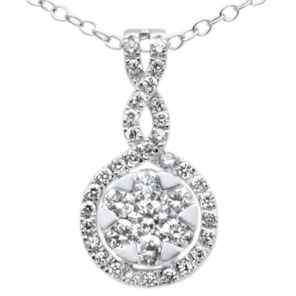 Muse Jewelry .60CT G SI 14KT White Gold Diamond Trendy Drop Dangle Pendant Necklace 18"