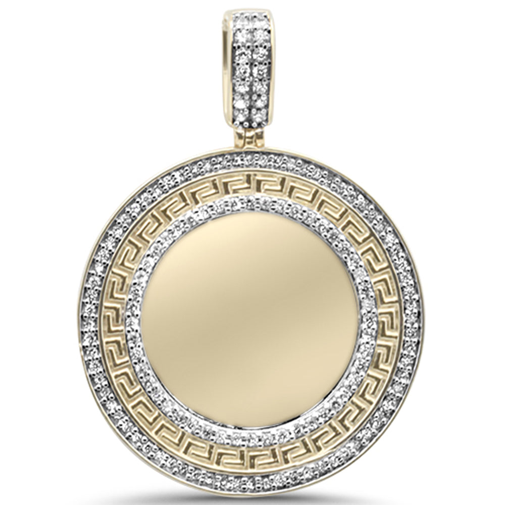 Muse Jewelry .30CT G SI 10KT Yellow Gold Diamond Micro Pave Greek Key Design Memory Charm Pendant