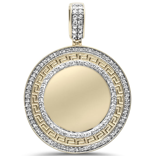 Muse Jewelry .30CT G SI 10KT Yellow Gold Diamond Micro Pave Greek Key Design Memory Charm Pendant