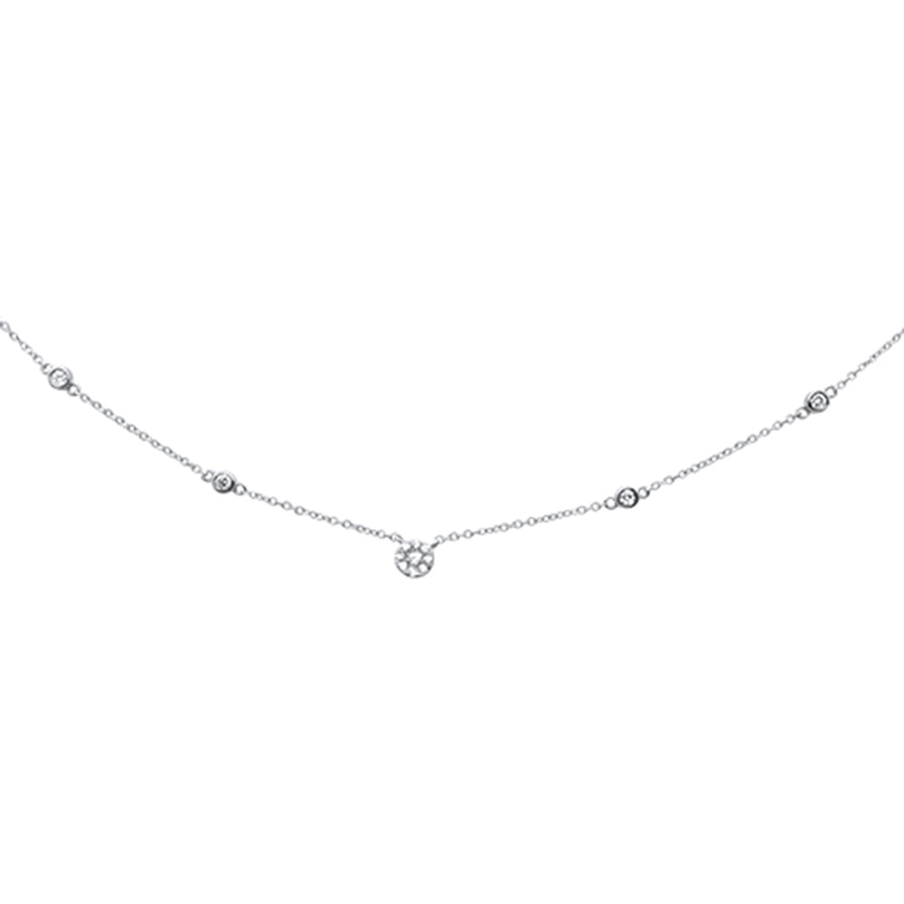 Muse Jewelry .35CT G SI 14KT White Gold Diamond Station Soliatire Pendant Necklace