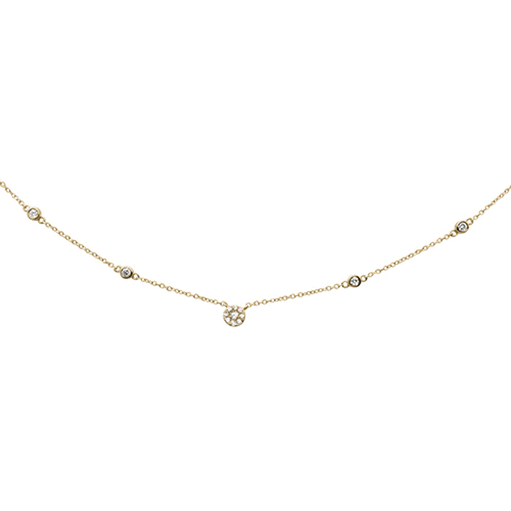 Muse Jewelry .34CT G SI 14KT Yellow Gold Diamond Station Soliatire Pendant Necklace