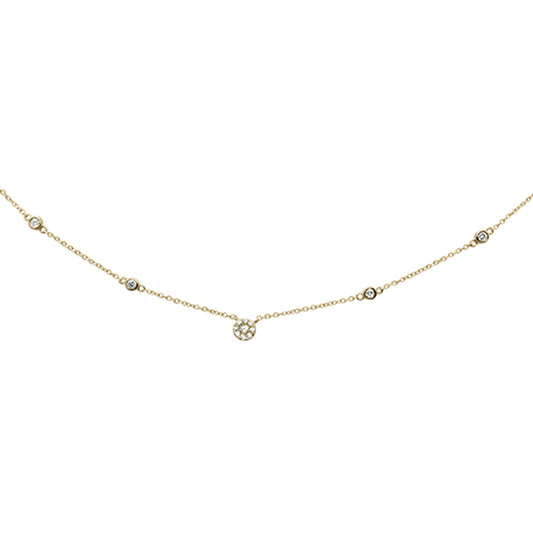 Muse Jewelry .34CT G SI 14KT Yellow Gold Diamond Station Soliatire Pendant Necklace