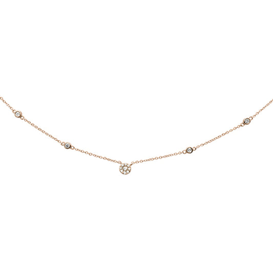 Muse Jewelry .36CT G SI 14KT Rose Gold Diamond Station Soliatire Pendant Necklace