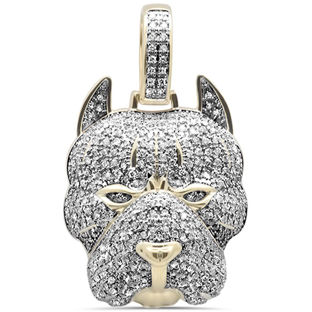 Muse Jewelry 1.53CT G SI 10KT Yellow Gold Diamond Micro Pave Iced Out Dog Charm Pendant