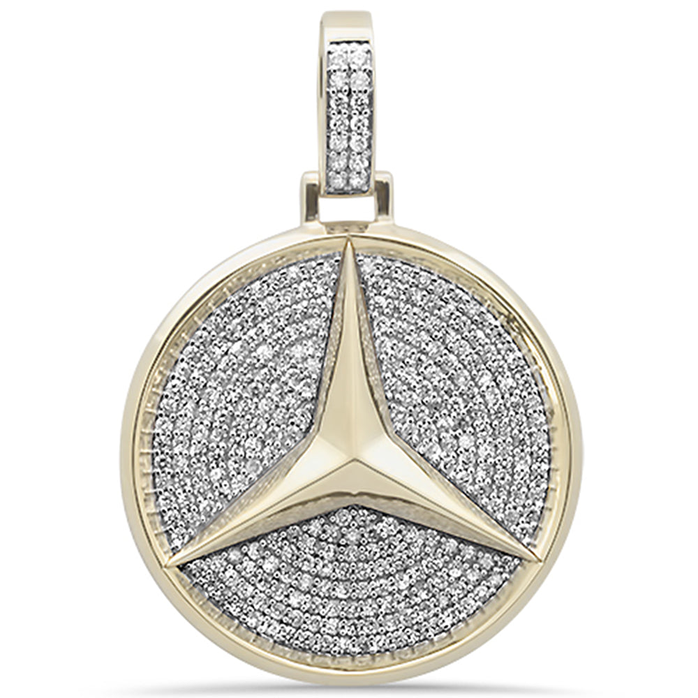 Muse Jewelry 1.70CT G SI 10KT Yellow Gold Diamond Micr Pave Iced Out Emblem Charm Pendant