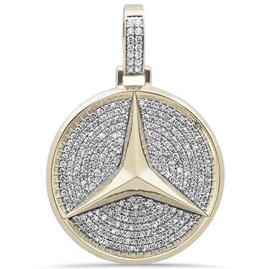 Muse Jewelry 1.70CT G SI 10KT Yellow Gold Diamond Micr Pave Iced Out Emblem Charm Pendant