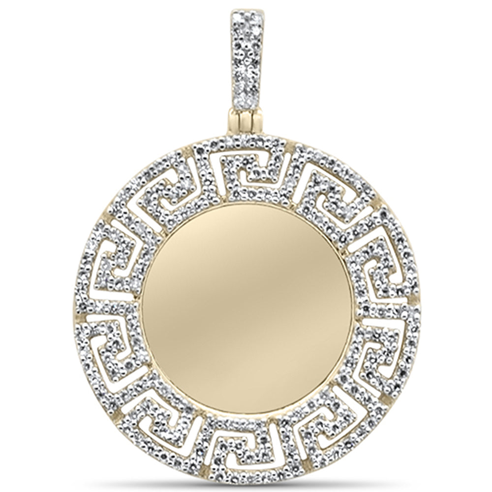 Muse Jewelry .34CT G SI 10KT Yellow Gold Diamond Micro Pave Greek Key Design Memory Charm Pendant