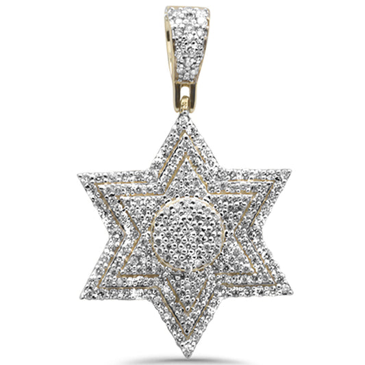 Muse Jewelry 1.00CT G SI 10KT Yellow Gold Diamond Micro Pave Iced out Star Charm Pendant