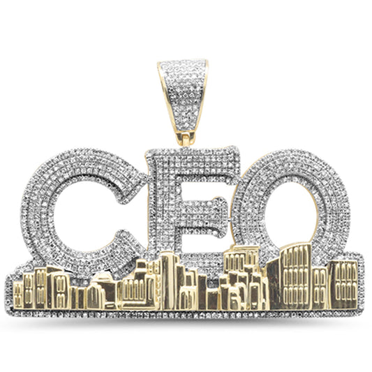 Muse Jewelry 1.78CT G SI 10K Yellow Gold Diamond Custom "CEO" Skyline Iced Out Charm Pendant