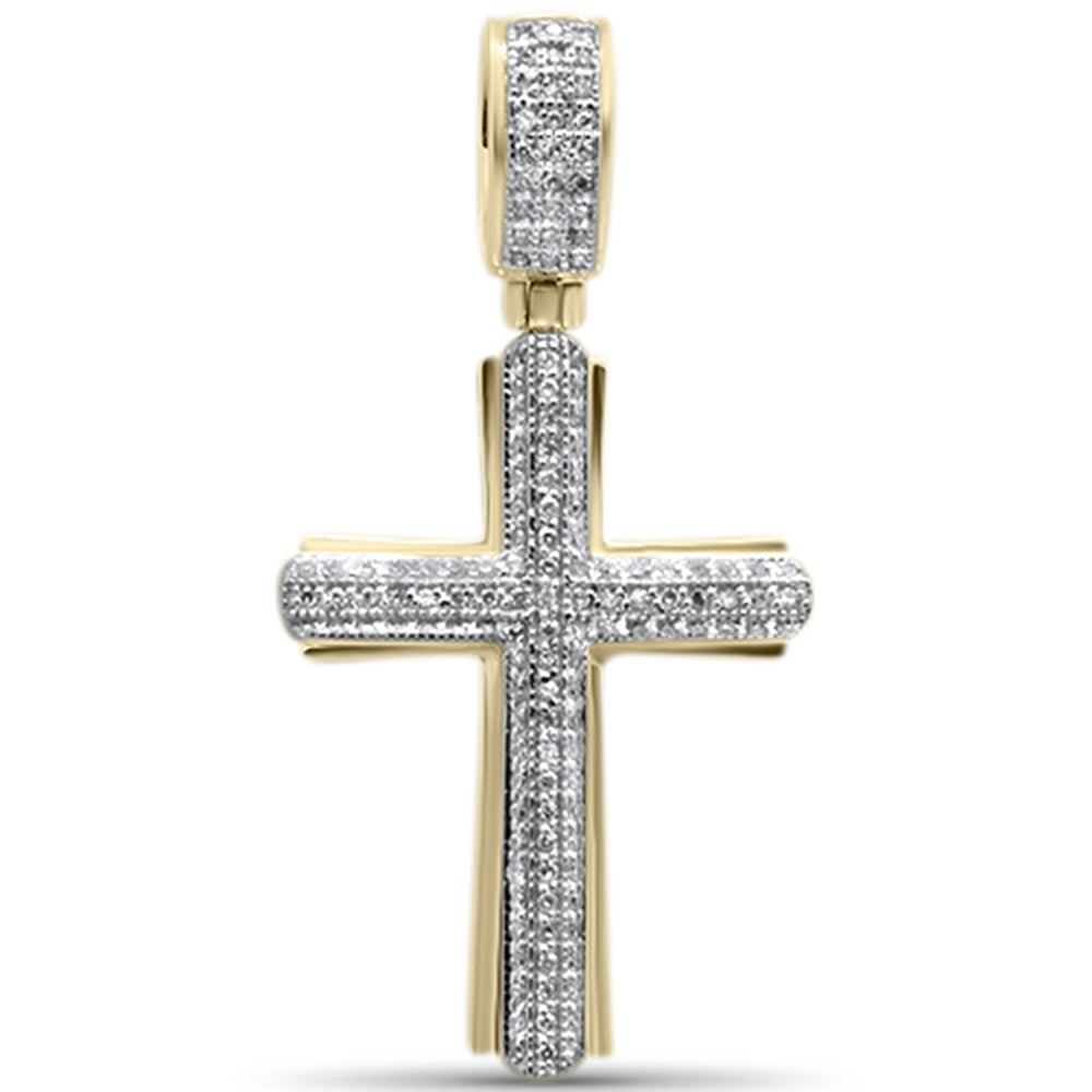 Muse Jewelry .32CT G SI 10K Yellow Gold Diamond Iced Out Cross Charm Pendant