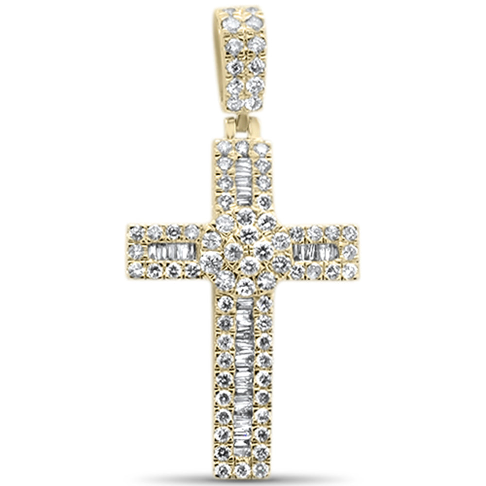 Muse Jewelry 1.70ct G SI 10K Yellow Gold Diamond Hip Hop Cross Charm Pendant