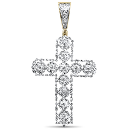 Muse Jewelry .60CT G SI 10K Yellow Gold Diamond Iced Out Cross Charm Pendant