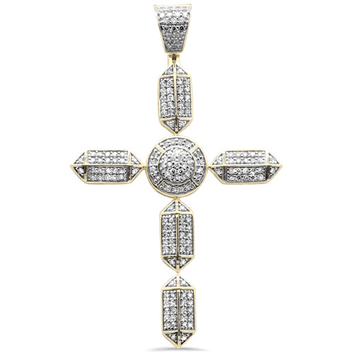 Muse Jewelry 2.12CT G SI 10K-Yellow Gold Diamond Large Iced out Cross Charm Pendant