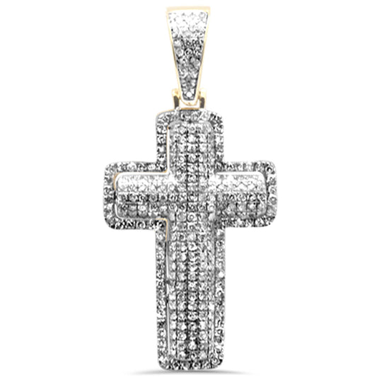 Muse Jewelry .65CT G SI 10K Yellow Gold Diamond Iced Out Cross Charm Pendant