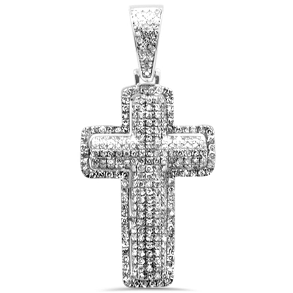 Muse Jewelry .67CT G SI 10K White Gold Diamond Iced Out Cross Charm Pendant