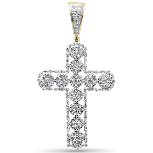 Muse Jewelry 1.02CT G SI 10K Yellow Gold Diamond Iced Out Cross Charm Pendant