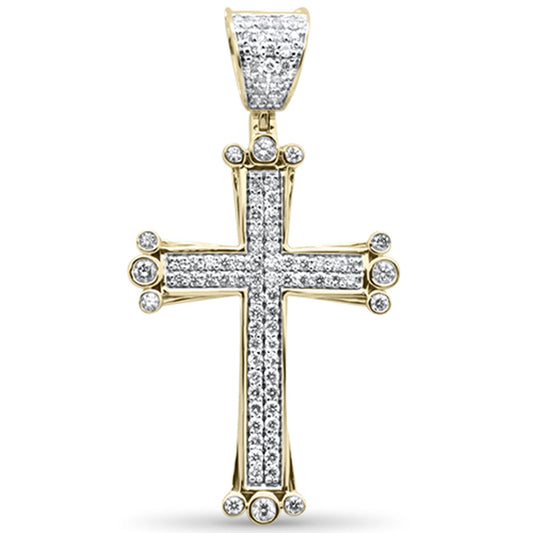 Muse Jewelry 1.14CT G SI 10K Yellow Gold Diamond Iced Out Cross Charm Pendant