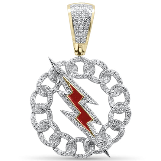 Muse Jewelry .64ct G SI 10K Yellow Gold Diamond Chain Link Lightning Bolt Charm Pendant