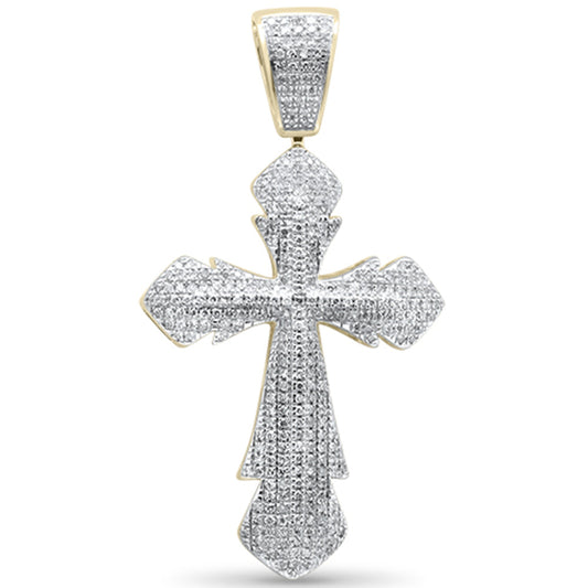 Muse Jewelry .71CT G SI 10K Yellow Gold Diamond Iced Out Cross Charm Pendant