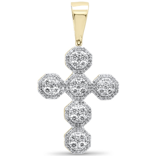 Muse Jewelry 1.32CT G SI 10K Yellow Gold Diamond Iced Out Cross Charm Pendant