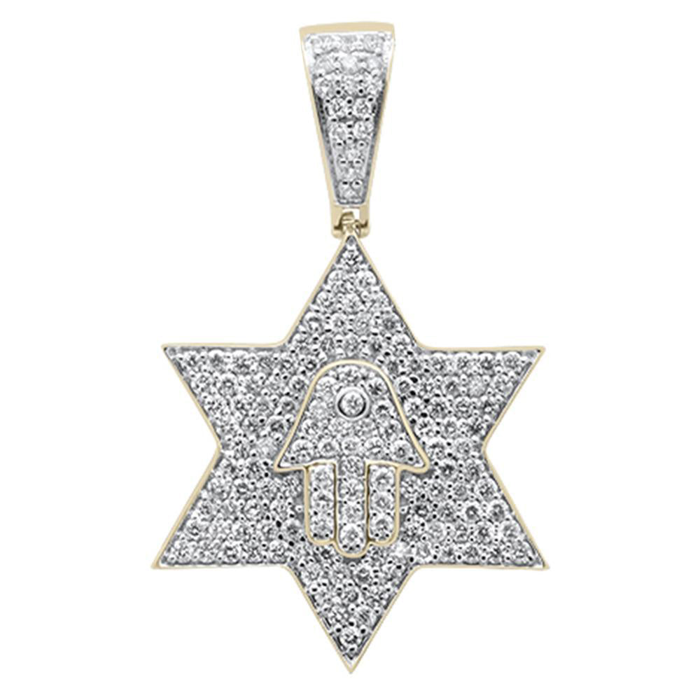 Muse Jewelry 1.55ct G SI 10K Yellow Gold Diamond Micro Pave Iced Out Star Charm Pendant