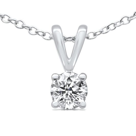 Muse Jewelry .30ct G SI 14K White Gold Diamond Solitaire Pendant Necklace 18" Long