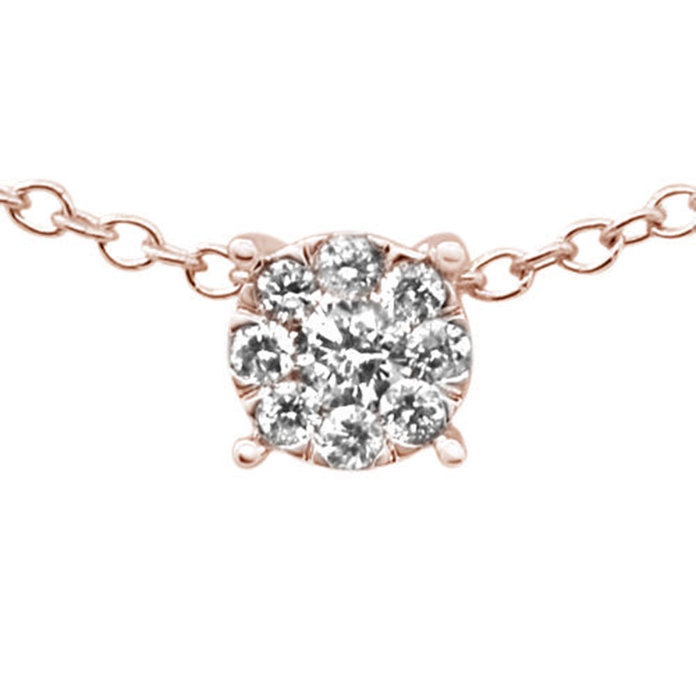 Muse Jewelry .11ct F SI 10K Rose Gold Diamond Solitaire Pendant Necklace 18"