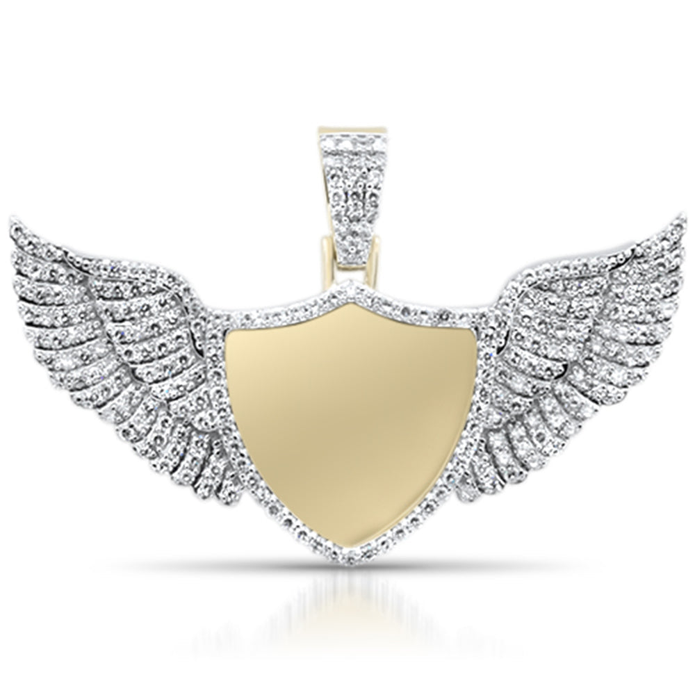 Muse Jewelry 1.63ct G SI 10K Yellow Gold Diamond Angel Wings Memory Charm Pendant