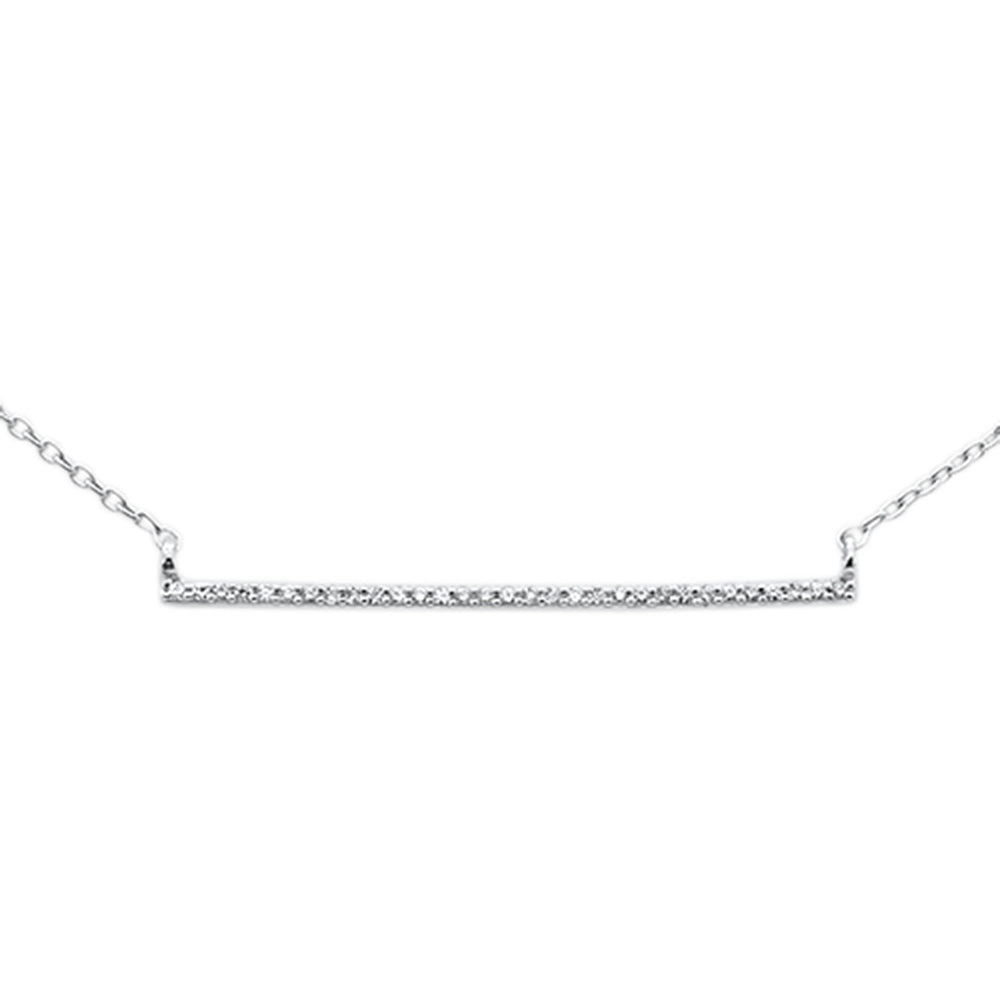 Muse Jewelry .06ct G SI 14K White Gold Diamond Line Bar Necklace 18" Long